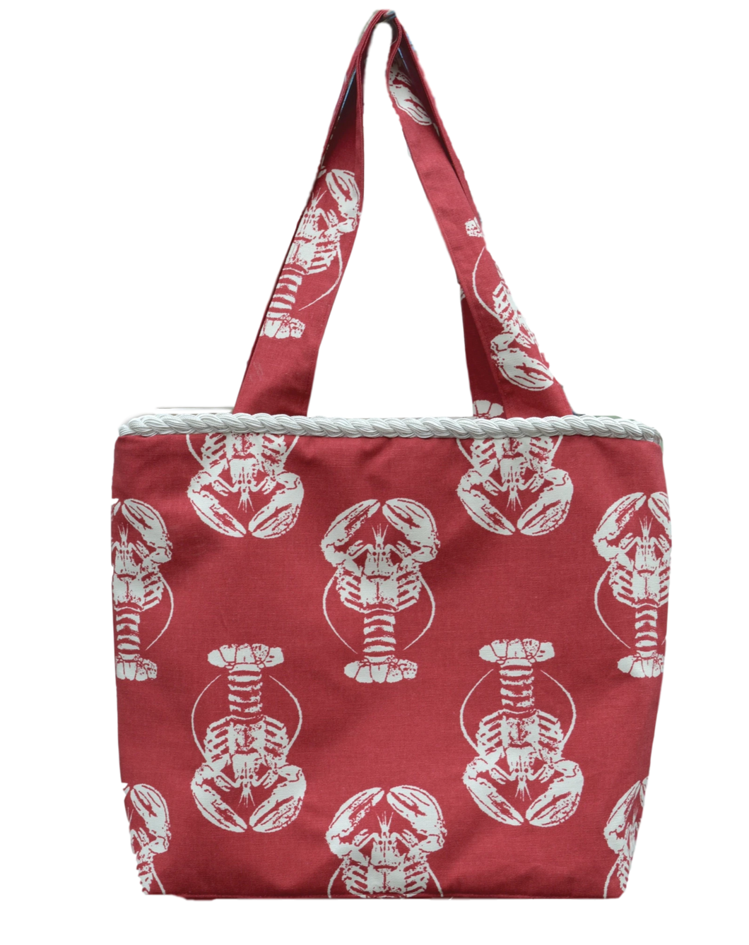Bold Lobster Red w Cream Rope Bag